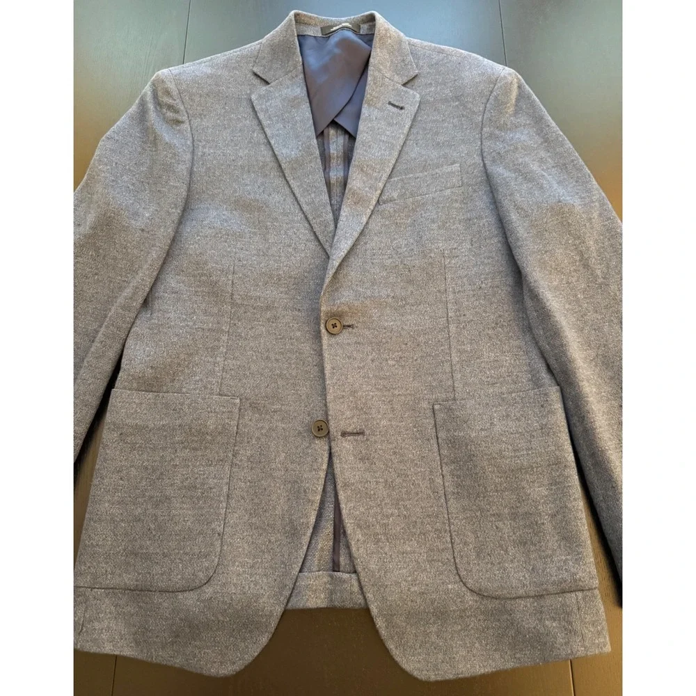 Nordstrom 100% Linen Trim‎ Fit Blazer Mens 40R Blue Two-Button Sport Coat Jacket